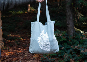 Eco Friendly Reusable Tote Bag, Forest Heart - Mountain Mornings - Tote Bag