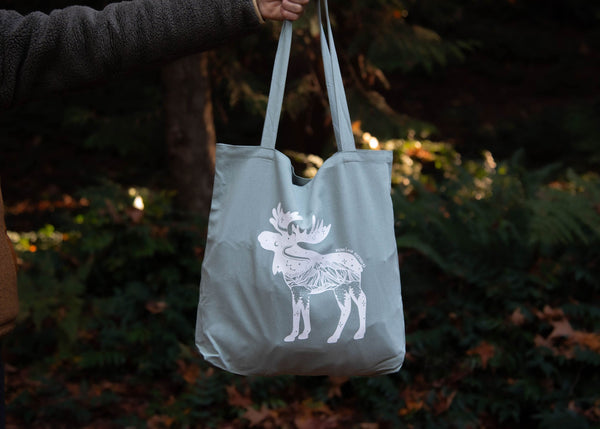 Eco Friendly Reusable Tote Bag, Moose - Mountain Mornings - Tote Bag