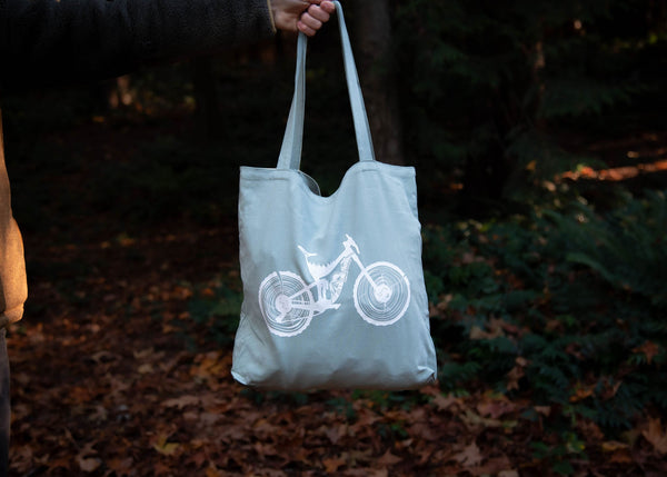 Eco Friendly Reusable Tote Bag, Mountain Bike - Mountain Mornings - Tote Bag