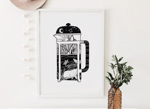 French Press Print - Mountain Mornings - Prints