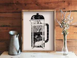 French Press Print - Mountain Mornings - Prints