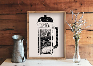 French Press Print - Mountain Mornings - Prints