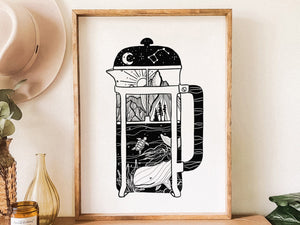 French Press Print - Mountain Mornings - Prints