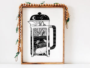 French Press Print - Mountain Mornings - Prints