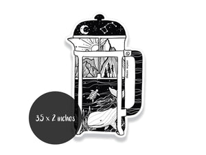 French Press Sticker - Mountain Mornings - Sticker