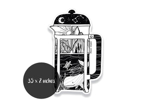 French Press Sticker - Mountain Mornings - Sticker