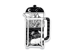 French Press Sticker - Mountain Mornings - Sticker