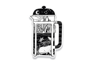 French Press Sticker - Mountain Mornings - Sticker