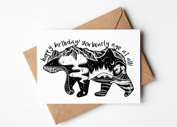 Happy Birthday,You Bearly Age at All!; Greeting Card - Mountain Mornings - Greeting Card