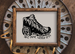 Hike More, Worry Less Print - Mountain Mornings - Prints