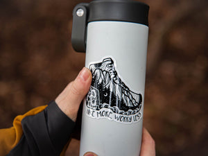 Hike More, Worry Less Sticker - Mountain Mornings - Sticker