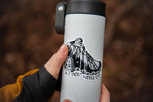 Hike More, Worry Less Sticker - Mountain Mornings - Sticker
