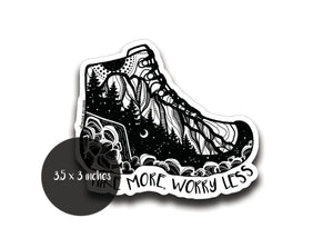 Hike More, Worry Less Sticker - Mountain Mornings - Sticker