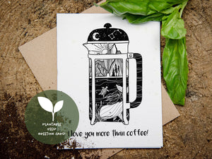 I Love You More Than Coffee, Plantable Seed Greeting Card - Mountain Mornings - Plantable Greeting Cards