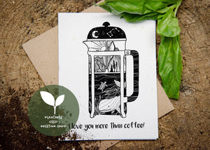 I Love You More Than Coffee, Plantable Seed Greeting Card - Mountain Mornings - Plantable Greeting Cards