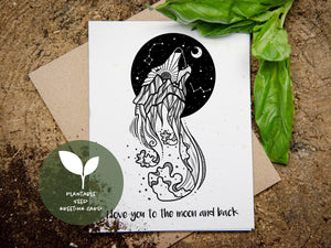 I Love You To The Moon And Back, Plantable Seed Greeting Card - Mountain Mornings - Plantable Greeting Cards