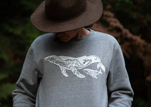 Little Whale Unisex Crew, Grey - Mountain Mornings - Crew