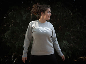 Little Whale Unisex Crewneck Sweatshirt, Grey - Mountain Mornings - Crewneck Sweatshirt