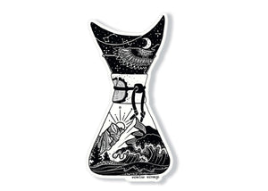 Chemex Sticker featuring a black and white original illustration of outdoor scenes, made in Canada with durable vinyl.