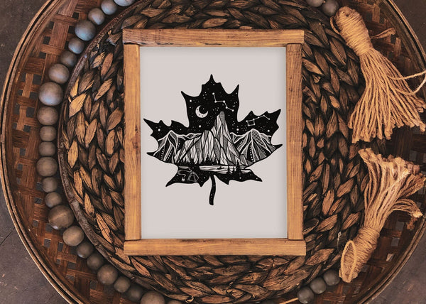 Maple Leaf Dark Print - Mountain Mornings - Prints