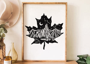 Maple Leaf Dark Print - Mountain Mornings - Prints