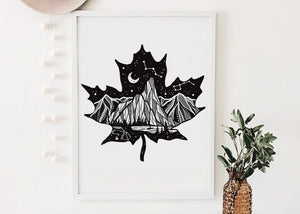 Maple Leaf Dark Print - Mountain Mornings - Prints