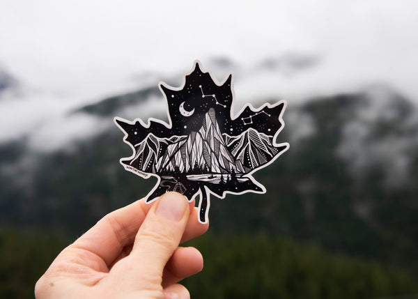 Maple Leaf Sticker Dark - Mountain Mornings - Sticker