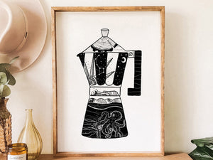 Moka Pot Cofee Print - Mountain Mornings - Prints