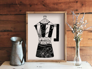 Moka Pot Cofee Print - Mountain Mornings - Prints