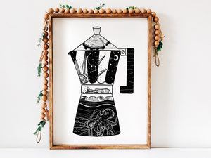 Moka Pot Cofee Print - Mountain Mornings - Prints