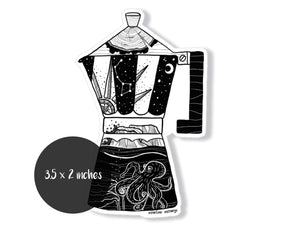 Moka Pot Coffee Sticker - Mountain Mornings - Sticker