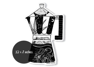 Moka Pot Coffee Sticker - Mountain Mornings - Sticker