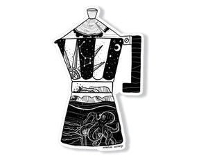 Moka Pot Coffee Sticker - Mountain Mornings - Sticker