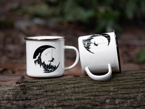 Moon and Climber, Camping Mug - Mountain Mornings - Camping Mug