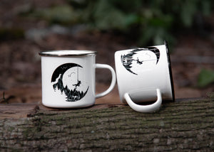 Moon and Climber, Camping Mug - Mountain Mornings - Camping Mug