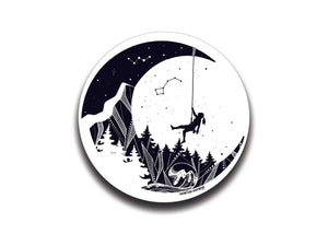 Moon and Climber Sticker - Mountain Mornings - Sticker
