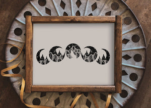 Moon Phase Print, White Background - Mountain Mornings - Prints
