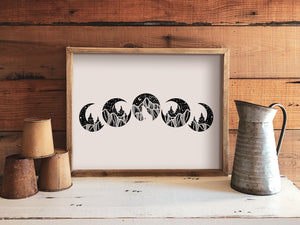 Moon Phase Print, White Background - Mountain Mornings - Prints