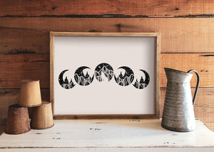 Moon Phase Print, White Background - Mountain Mornings - Prints