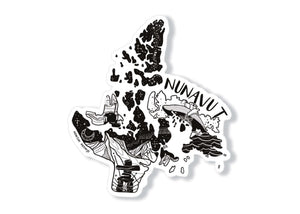 Nunavut Sticker featuring black and white original illustration, an outdoor sticker made in Canada.