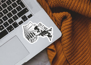 Ontario Sticker on a laptop, black and white design, made in Canada, with original illustration, durable vinyl finish.