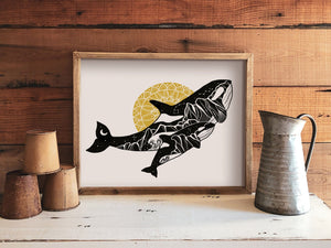 Orca Mama and Baby Print - Mountain Mornings - Prints