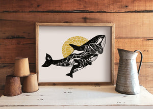 Orca Mama and Baby Print - Mountain Mornings - Prints