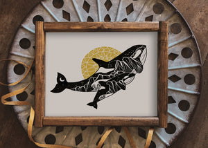Orca Mama and Baby Print - Mountain Mornings - Prints