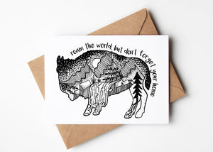 Roam the World but don't Forget Your Home, Greeting Card - Mountain Mornings - Greeting Card