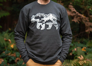 Roaming Bear Unisex Crew, Black - Mountain Mornings - Crew
