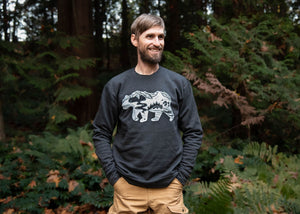 Roaming Bear Unisex Crew, Black - Mountain Mornings - Crew