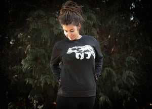 Roaming Bear Unisex Crewneck Sweatshirt, Black - Mountain Mornings - Crewneck Sweatshirt