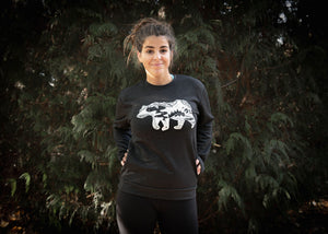 Roaming Bear Unisex Crewneck Sweatshirt, Black - Mountain Mornings - Crewneck Sweatshirt