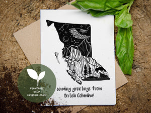 Sending Greetings From British Columbia, Plantable Seed Greeting Card - Mountain Mornings - Prints